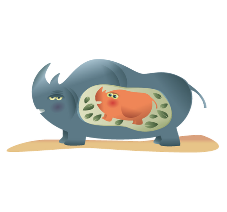 Vinylové koberce zvieratá tehotná matka nosorožca - Tenstickers