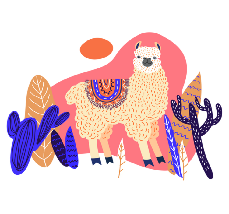 Vinylové koberce zvieratá peruánska lama a kaktus - Tenstickers