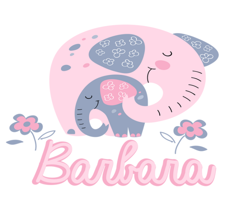 Vinylové koberce zvieratá sloníky srdiečka a meno - Tenstickers