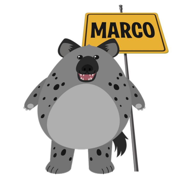 Vinylové koberce zvieratá hyena s menom - Tenstickers