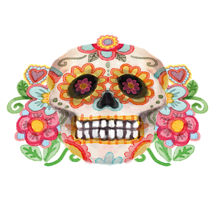 Vinylový koberec halloween kvetinová lebka aquarella - Tenstickers