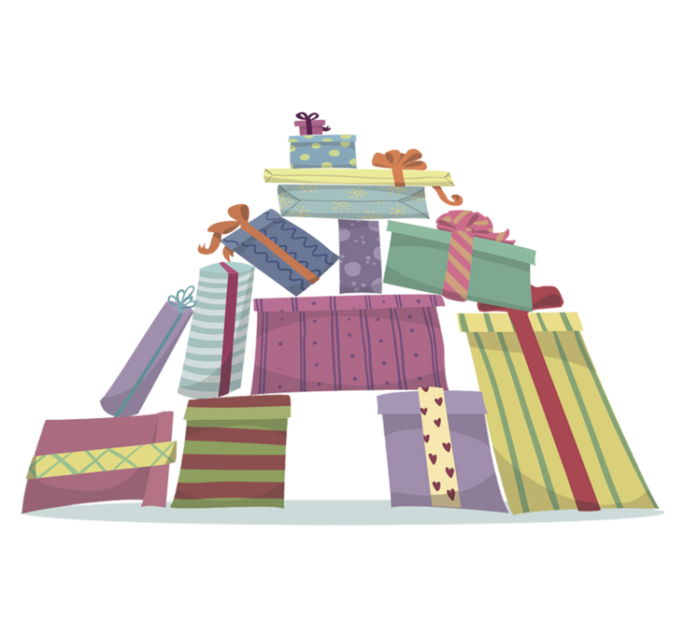 Vianočný vinylový koberec hromada darčekov - Tenstickers