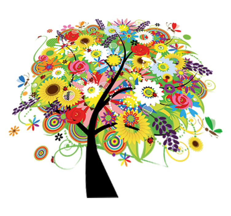 Vinylový koberec s kvetmi letný strom - Tenstickers