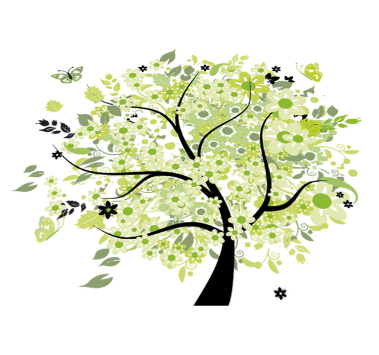 Vinylový koberec s kvetmi zelený jarný strom - Tenstickers