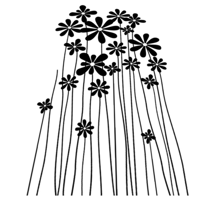 Vinylový koberec s kvetmi veľké čierne kvety - Tenstickers