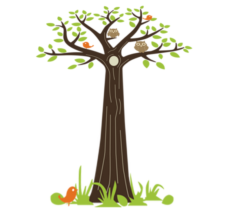 Vinylový koberec s kvetmi s sovami a stromami - Tenstickers