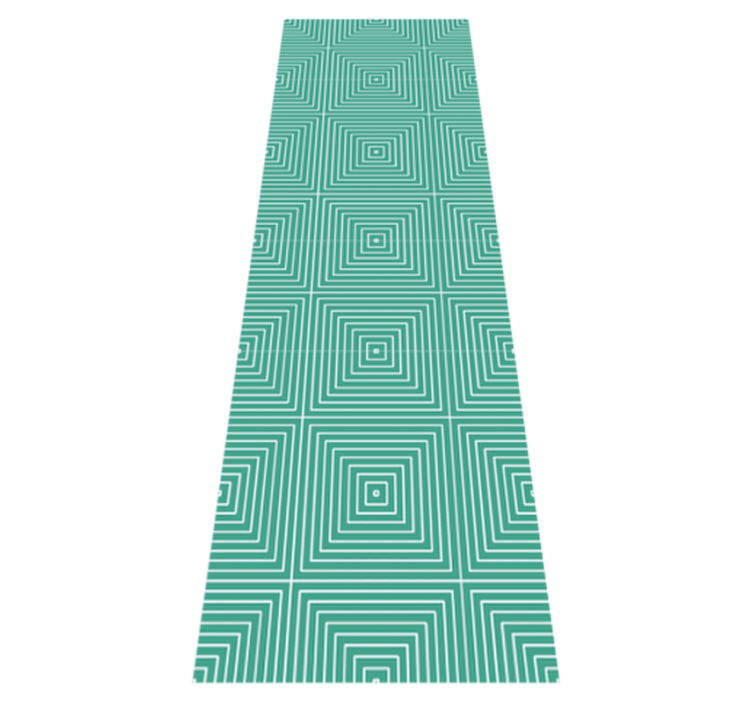 Vinylový koberec s geometrickými tvarmi v zelených štvorcoch - Tenstickers