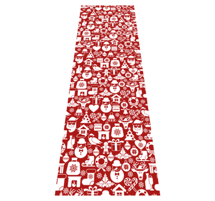 Vianočný vinylový koberec s ikonami na červenom pozadí - Tenstickers