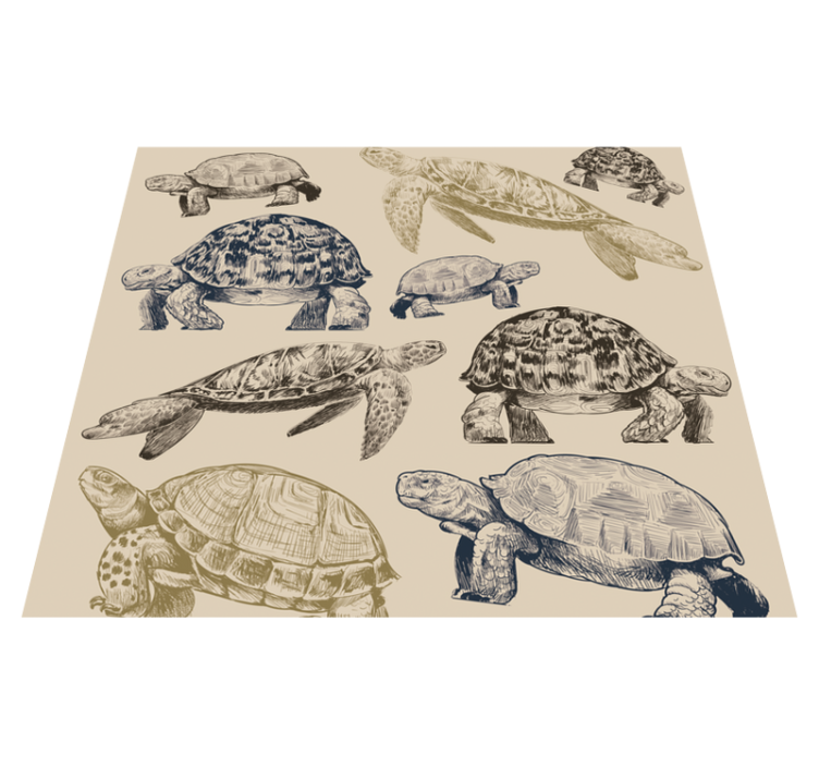 Vinylový koberec do spálne s béžovým pozadím korytnačiek - Tenstickers