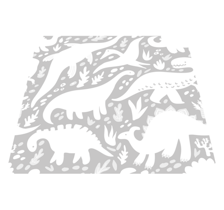 Vinylový koberec do spálne s bielym dinosaurím vzorom - Tenstickers