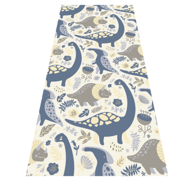 Vinylový koberec do spálne modré dinosaury severský štýl - Tenstickers