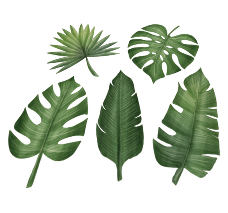 Vinylový koberec s kvetmi veľké zelené listy - Tenstickers