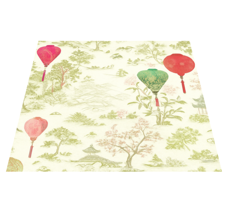 Vinylový koberec do spálne orientálna krajina chinoiserie - Tenstickers