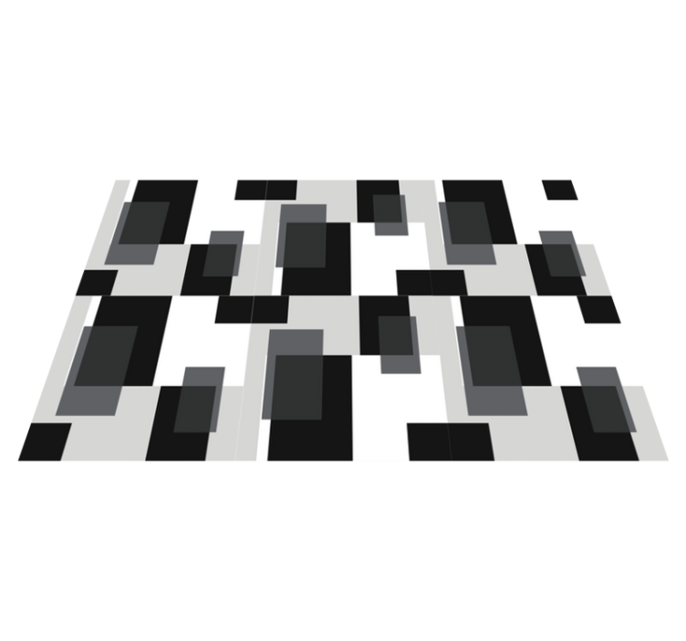 Vinylový koberec s geometrickými tvarmi čierno-biele bloky - Tenstickers