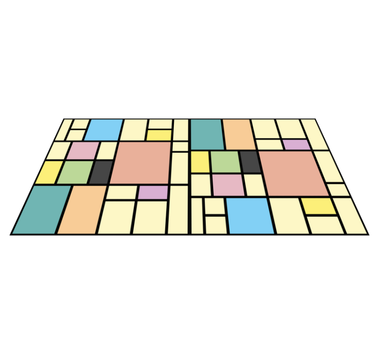 Vinylový koberec s geometrickými tvarmi farebné bloky - Tenstickers