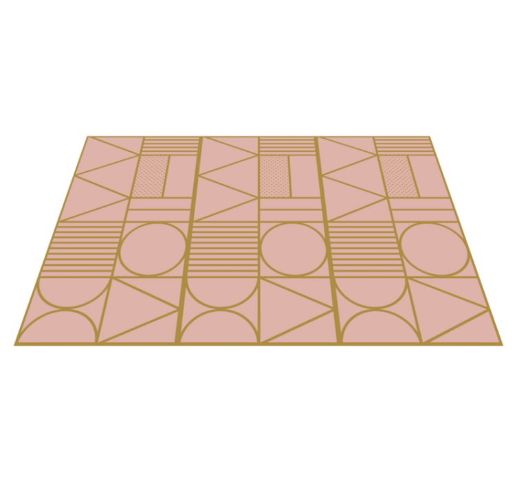 Vinylový koberec s geometrickými tvarmi v zlatej a ružovej - Tenstickers