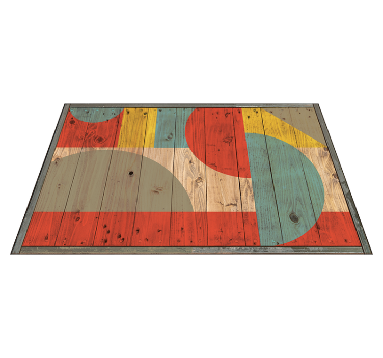 Vinylový koberec s geometrickými tvarmi a drevom - Tenstickers