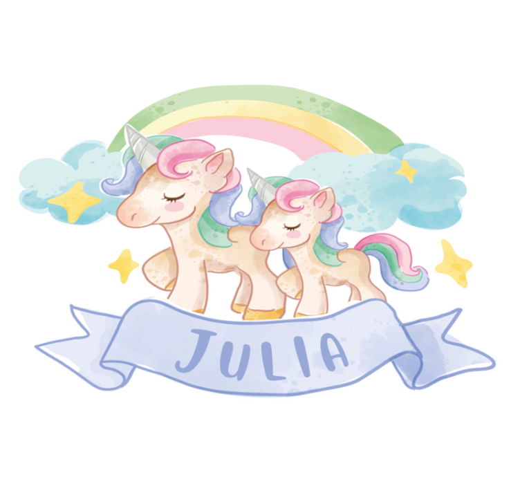 Detský vinylový koberec Šťastné jednorožce nad dúhou - Tenstickers