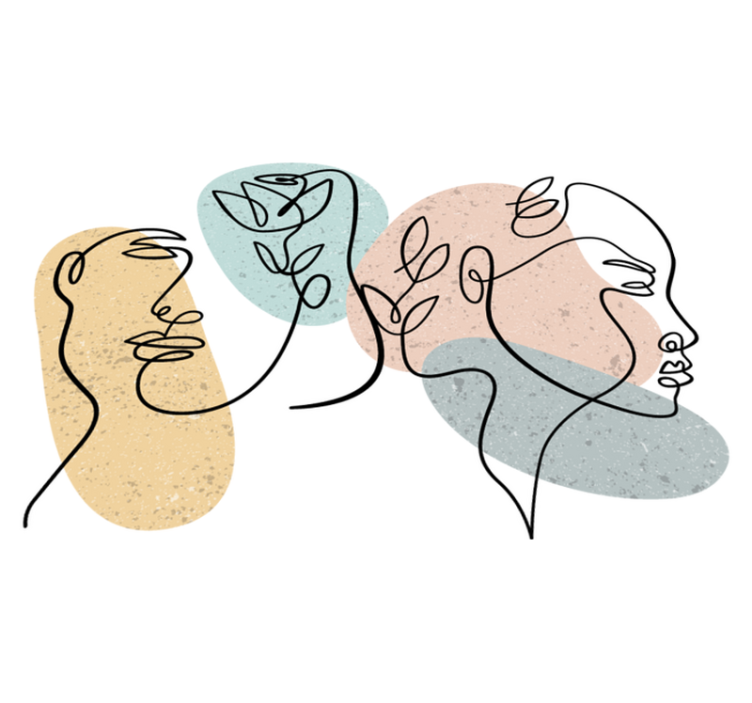 Vinylový koberec do spálne s líniovými ženskými tvárami - Tenstickers