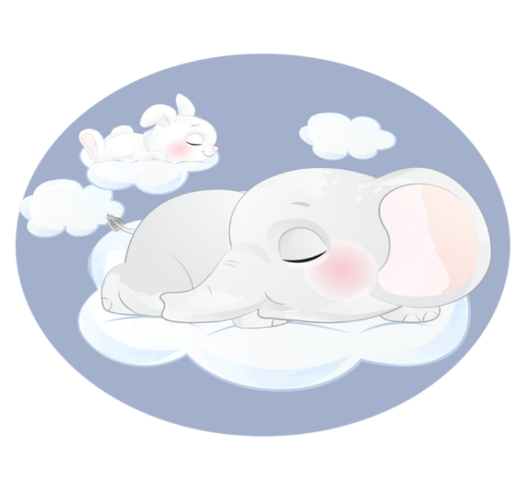 Detský vinylový koberec slon a zajac na oblaku - Tenstickers