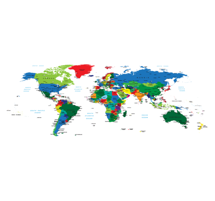 Vinylový koberec s mapou sveta v plných farbách - Tenstickers