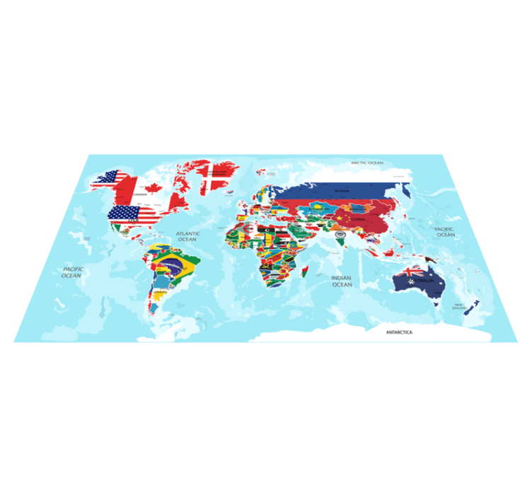 Vinylový kvoberec s mapou sveta a vlajkami sveta - Tenstickers
