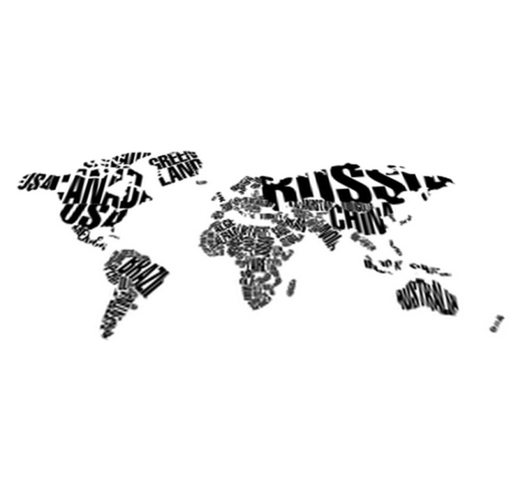 Vinylový koberec s mapou sveta a názvami krajín - Tenstickers