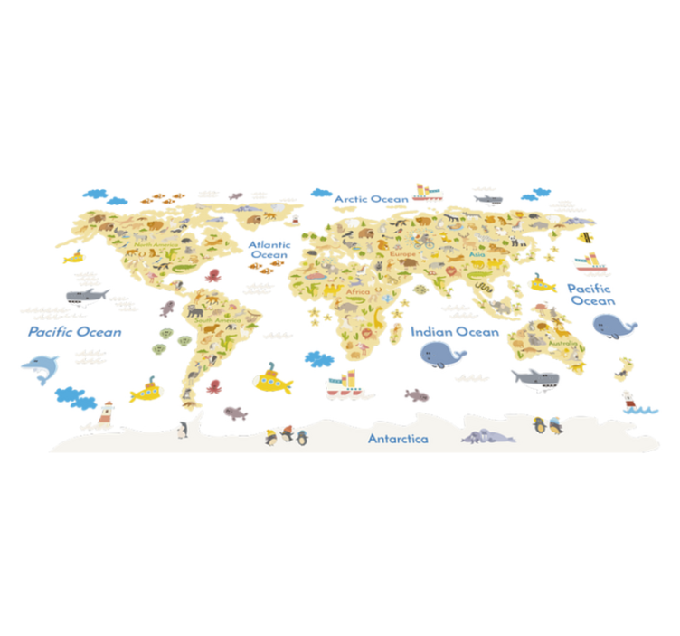 Vinylový koberec s mapou sveta fauna en - Tenstickers