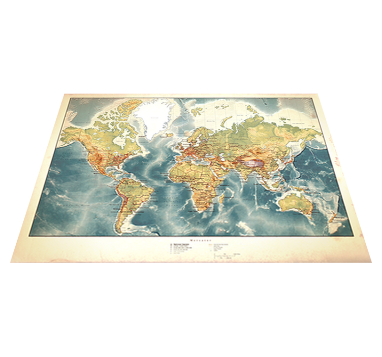 Vinylový koberec s mapou sveta starožitný - Tenstickers