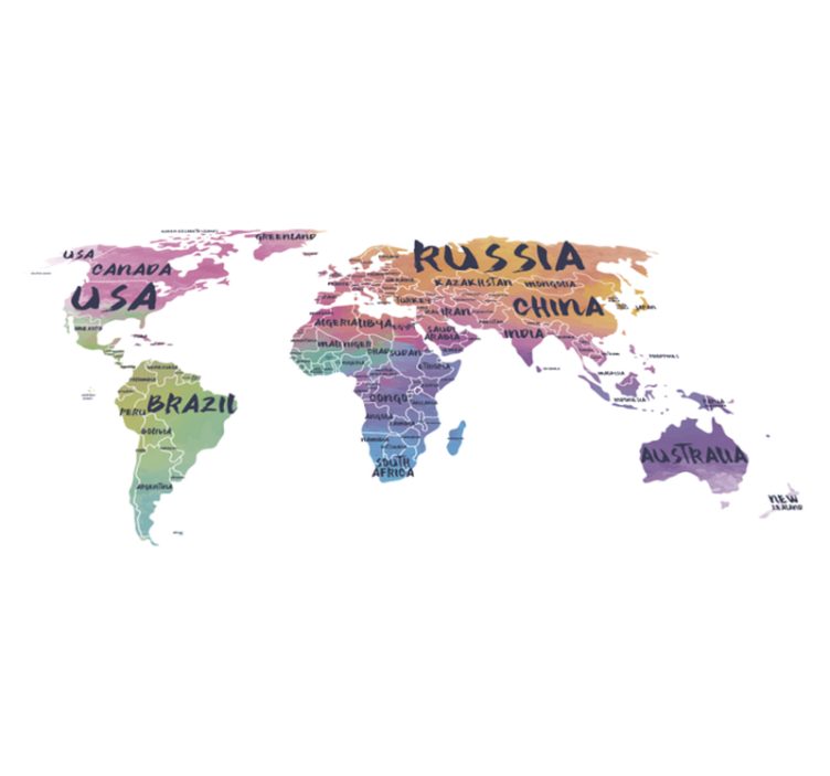 Vinylový koberec s mapou sveta a nálepkou písmen - Tenstickers