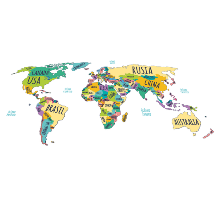 Vinylový koberec s mapou sveta politická mapa sveta - Tenstickers