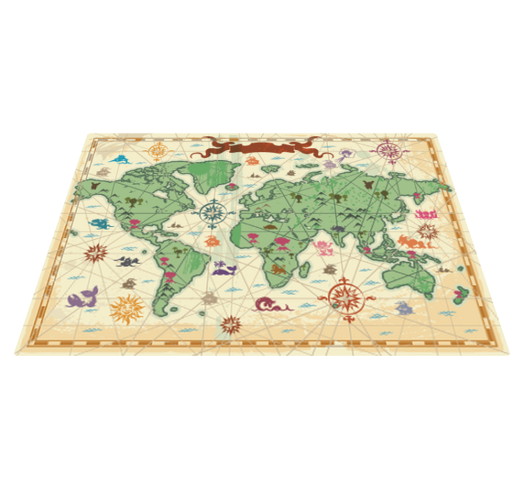 Vinylový koberec s mapou sveta klasický detský - Tenstickers