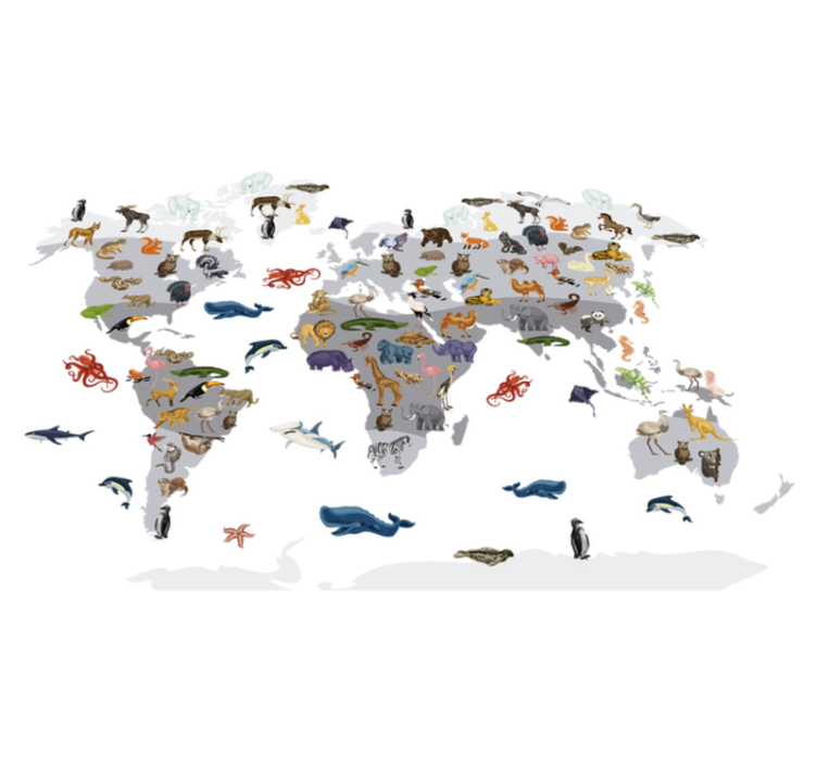 Vinylový koberec s mapou sveta v severskom štýle - Tenstickers