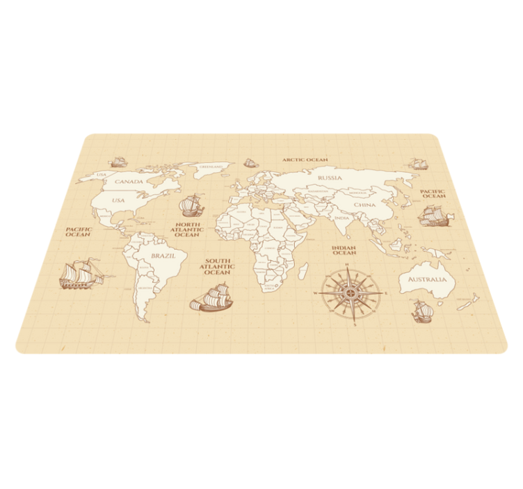 Vinylový koberec s mapou sveta starých krajín - Tenstickers