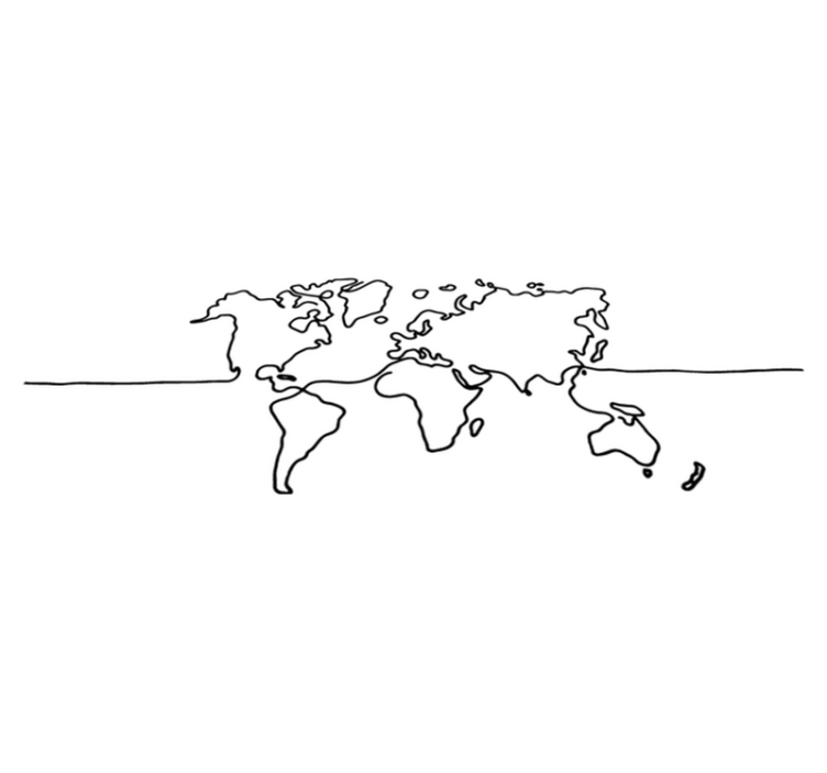 Vinylový koberec s mapou sveta v líniovej kresbe - Tenstickers
