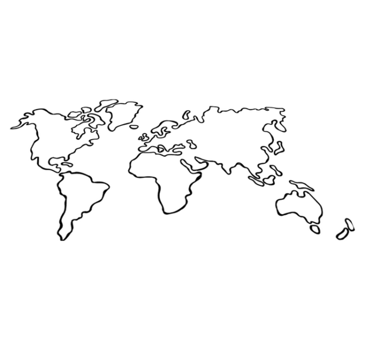 Vinylový koberec s mapou sveta politická monofarebná mapa - Tenstickers