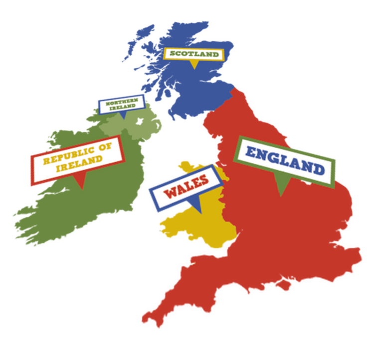 Vinylový koberec s mapou sveta farebná veľká británia - Tenstickers