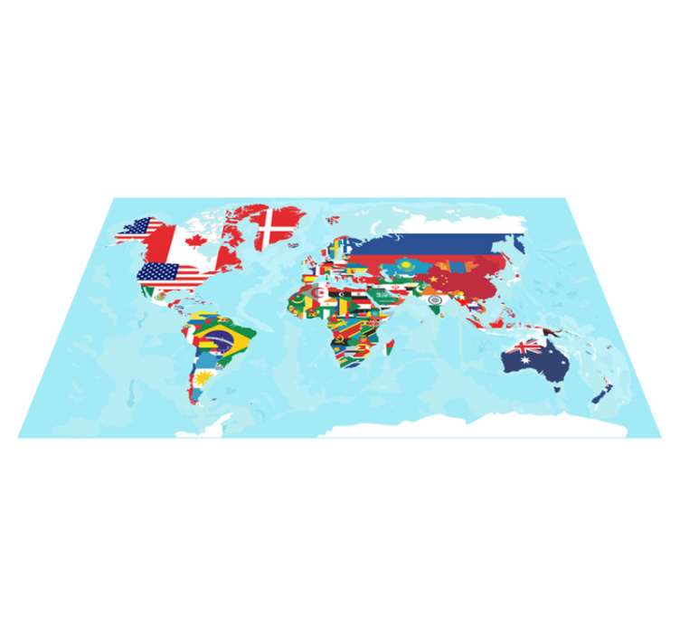 Vinylový koberec s mapou sveta cpprivalia svetové vlajky - Tenstickers