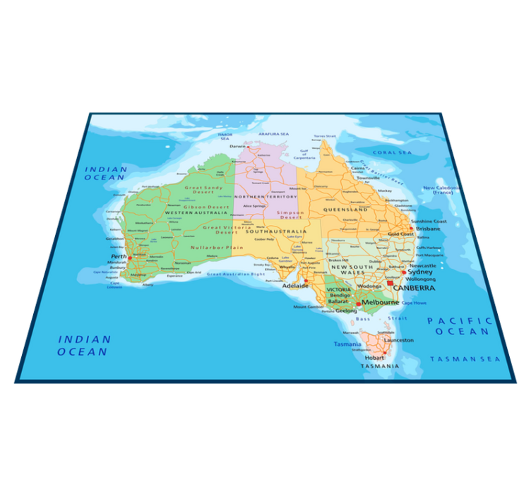 Vinylový kvoberec s mapou sveta politická mapa austrálie - Tenstickers