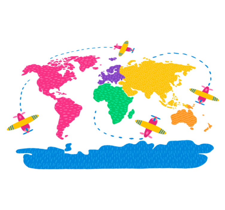Vinylový koberec s mapou sveta na cesty - Tenstickers
