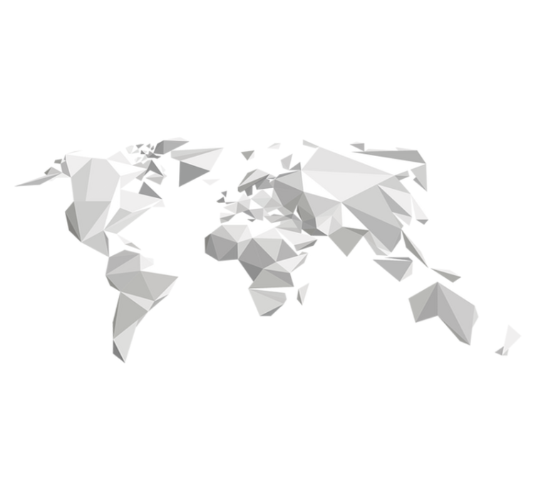 Vinylový koberec s mapou sveta v šedom origami dizajne - Tenstickers