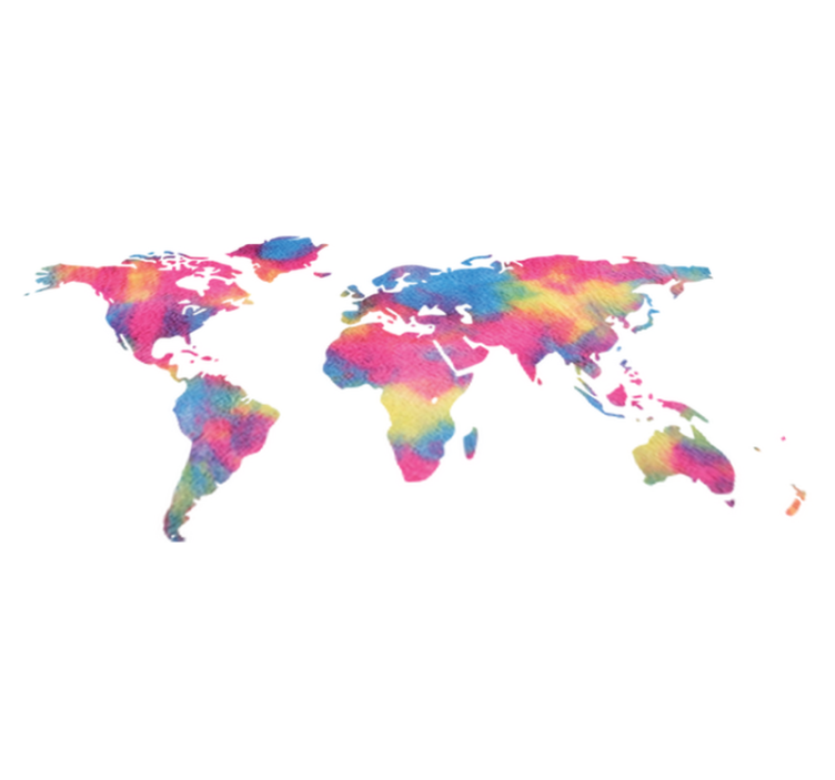 Vinylový koberec s mapou sveta v batikovanom dizajne - Tenstickers