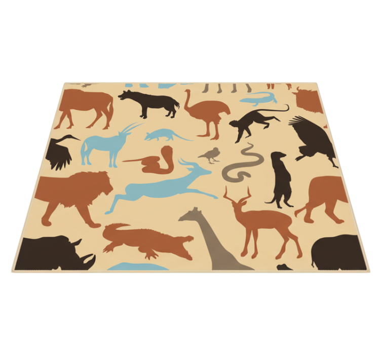 Vinylový koberec do spálne s obrysom safari zvierat - Tenstickers