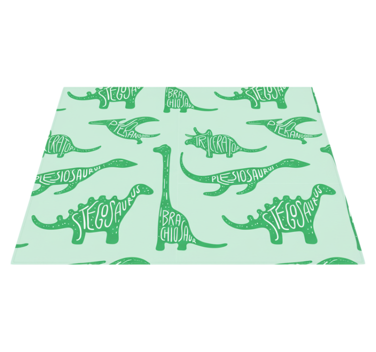 Vinylový koberec do spálne s menami zelených dinosaurov - Tenstickers