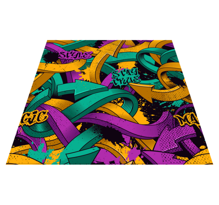 Vinylový koberec do spálne s realistickým graffiti motívom - Tenstickers