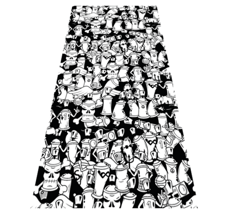 Vinylový koberec do spálne s čierno-bielymi sprejmi - Tenstickers