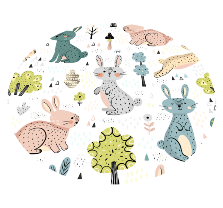 Nádherný detský vinylový koberec s peknými zajačikmi - Tenstickers