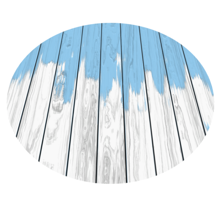 Okrúhly vinylový koberec z bieleho a modrého dreva - Tenstickers