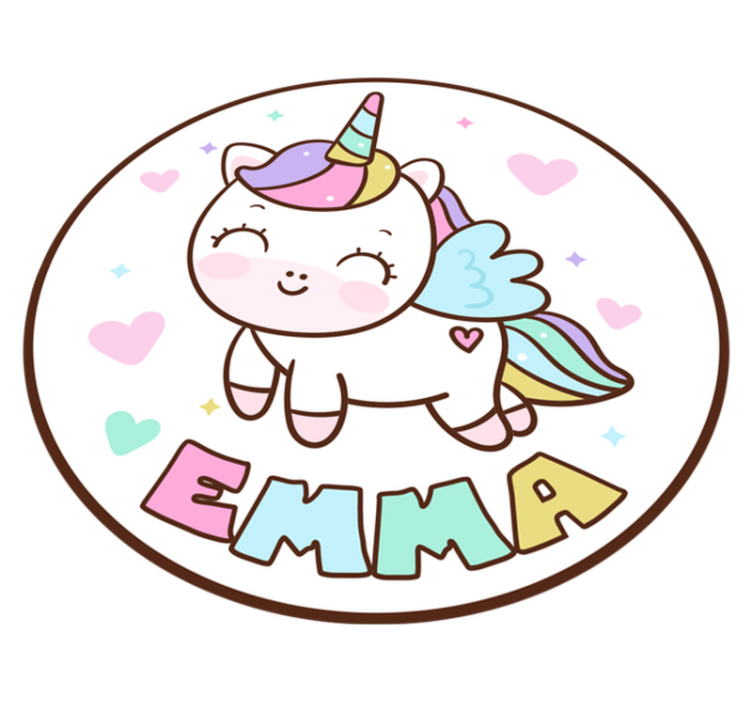 Báječný vinylový koberec z jednorožca s menom - Tenstickers