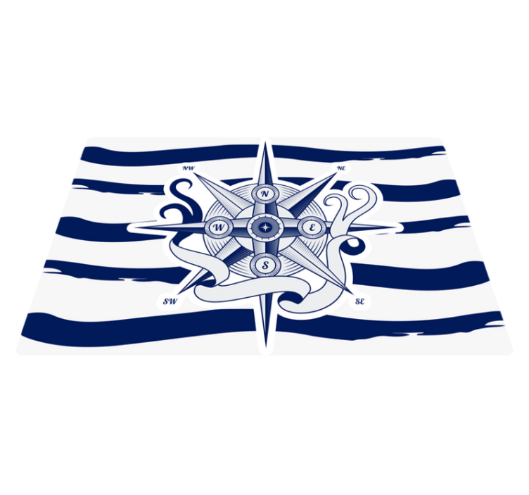 vinylový kvoberec s mapou sveta námorný kompas - Tenstickers